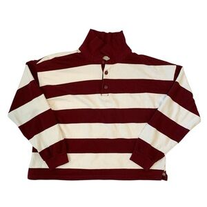 Universal Thread Maroon Striped Women’s Long Sleeve Polo Shirt